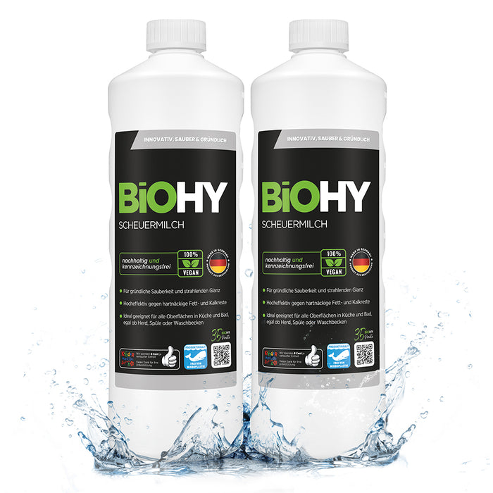 BiOHY lait à récurer, nettoyant pour cuisine et salle de bain, lait de nettoyage
