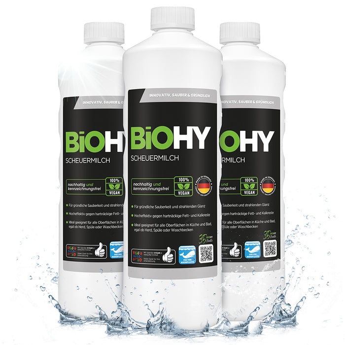 BiOHY lait à récurer, nettoyant pour cuisine et salle de bain, lait de nettoyage