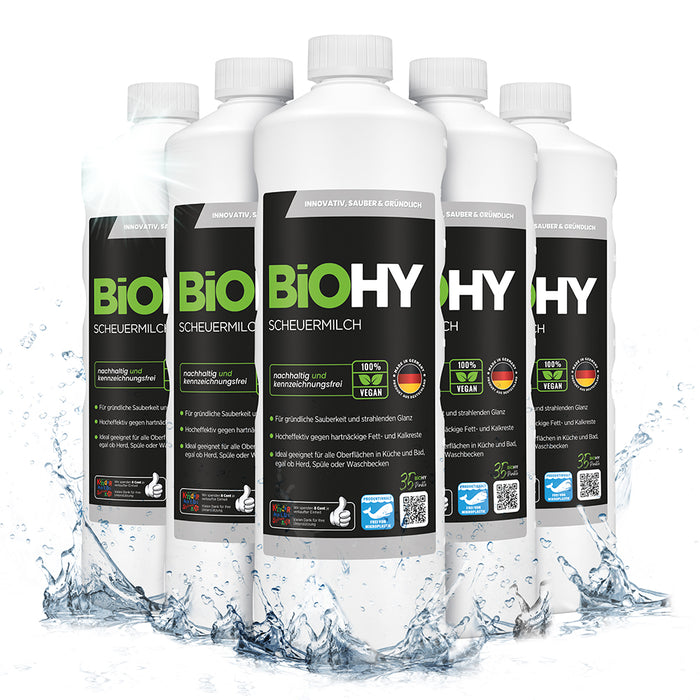 BiOHY lait à récurer, nettoyant pour cuisine et salle de bain, lait de nettoyage