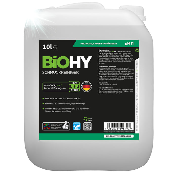 BiOHY nettoyant pour bijoux, nettoyant à ultrasons pour bijoux, nettoyant pour bijoux en argent et en or, concentré bio