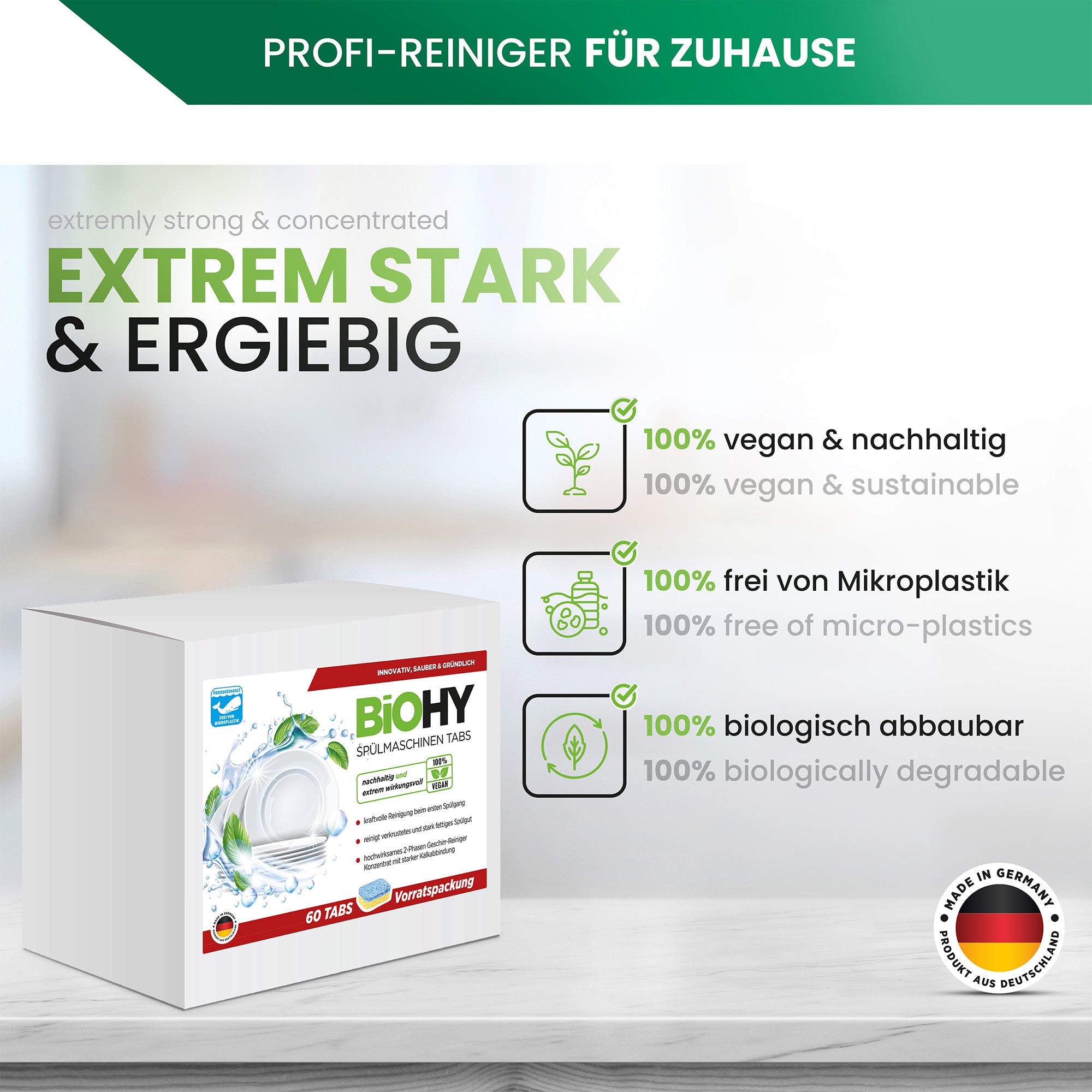 BIOHY dishwasher tabs (2-phase), dishwasher tabs, dishwasher tabs, rinsing tabs 