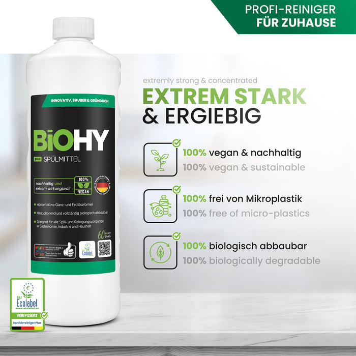 BiOHY détergent pour lave-vaisselle, lave-mains, nettoyant vaisselle