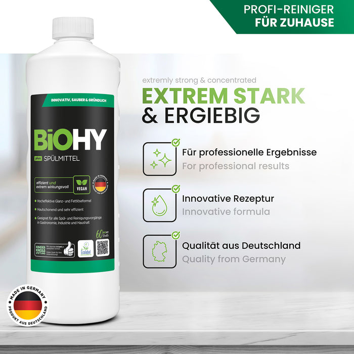 BiOHY détergent pour lave-vaisselle, lave-mains, nettoyant vaisselle