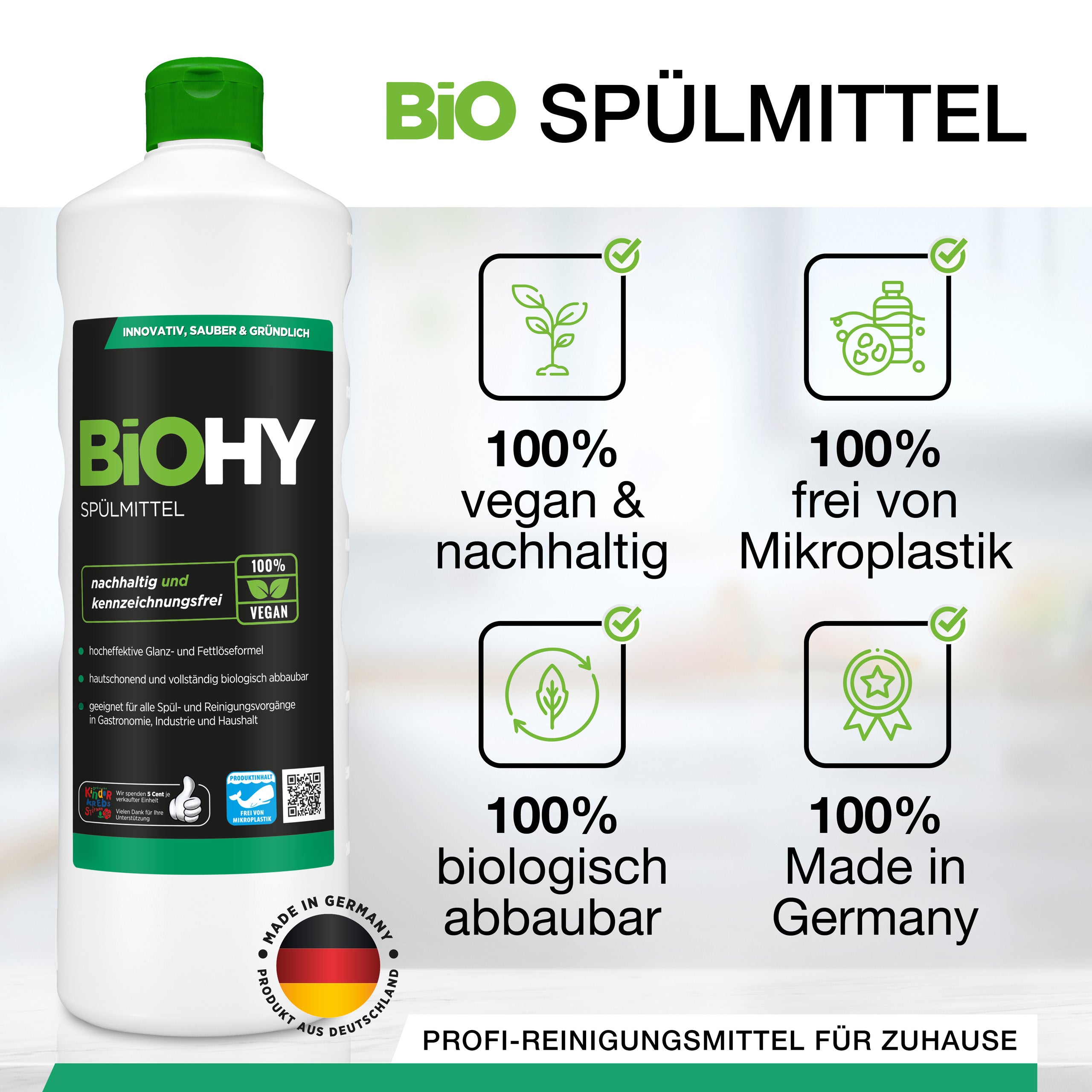 BiOHY washing-up liquid, dishwashing liquid, hand washing-up liquid, dishwashing detergent, B2B