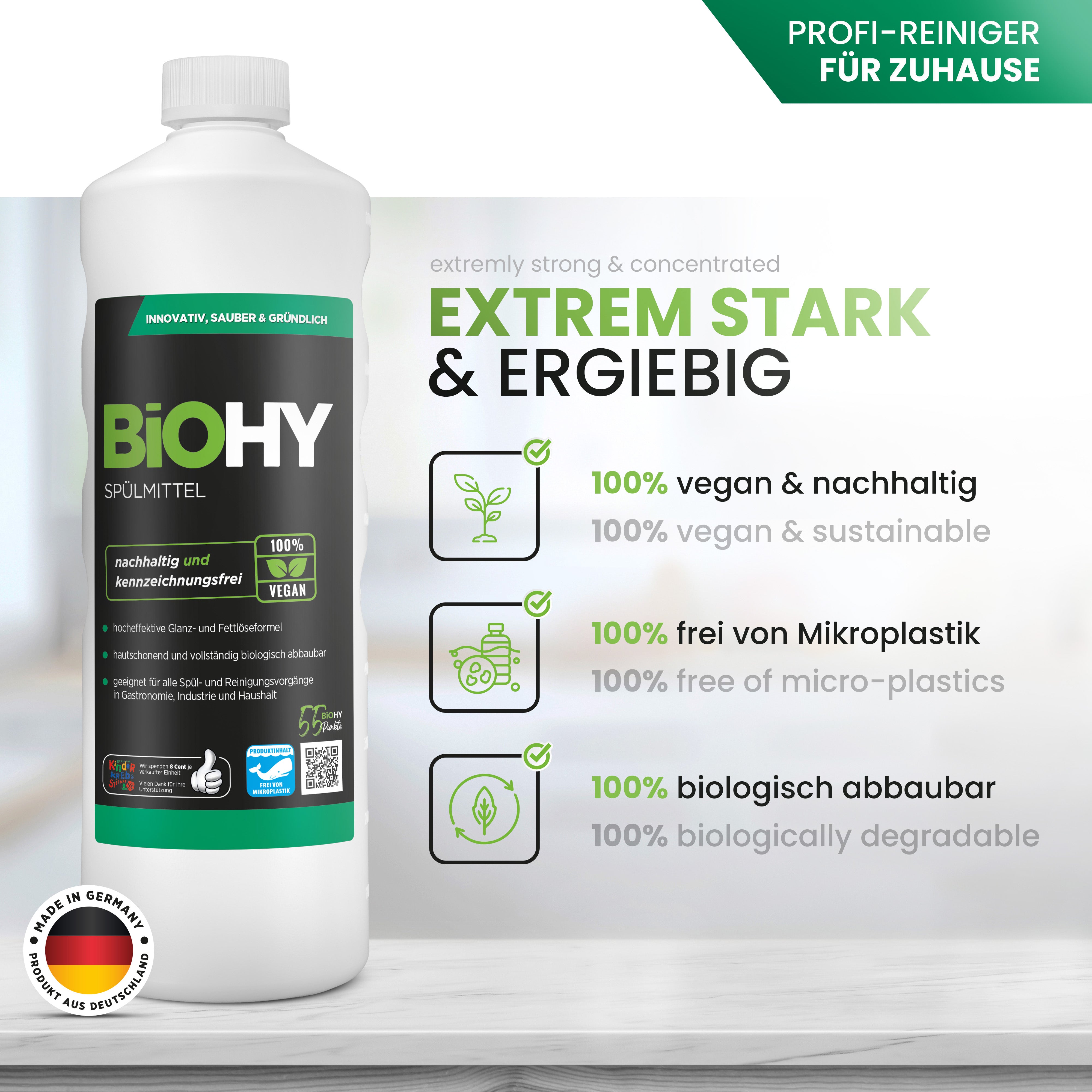 BiOHY washing-up liquid, dishwashing liquid, hand washing-up liquid, dishwashing liquid