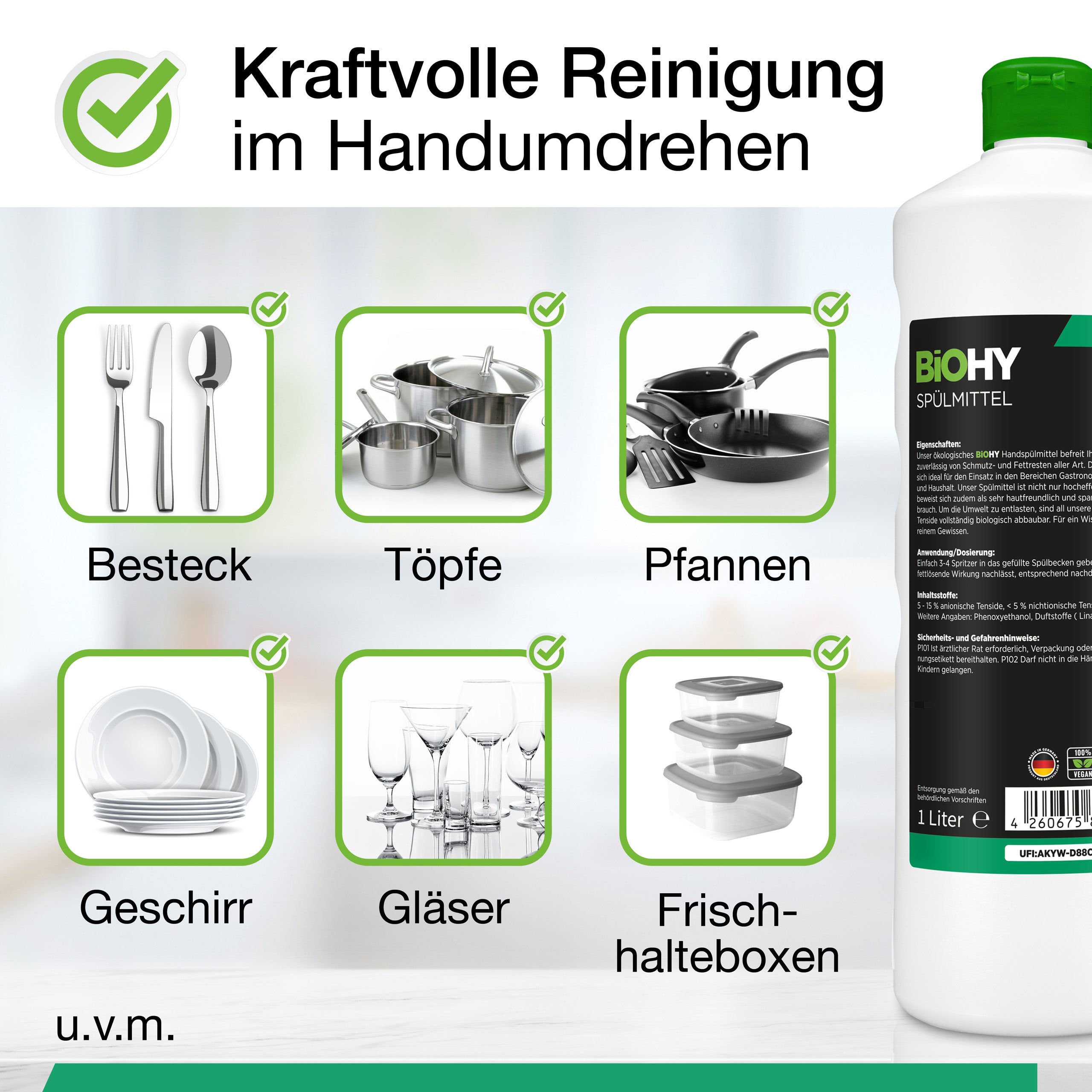 BiOHY washing-up liquid, dishwashing liquid, hand washing-up liquid, dishwashing detergent, B2B