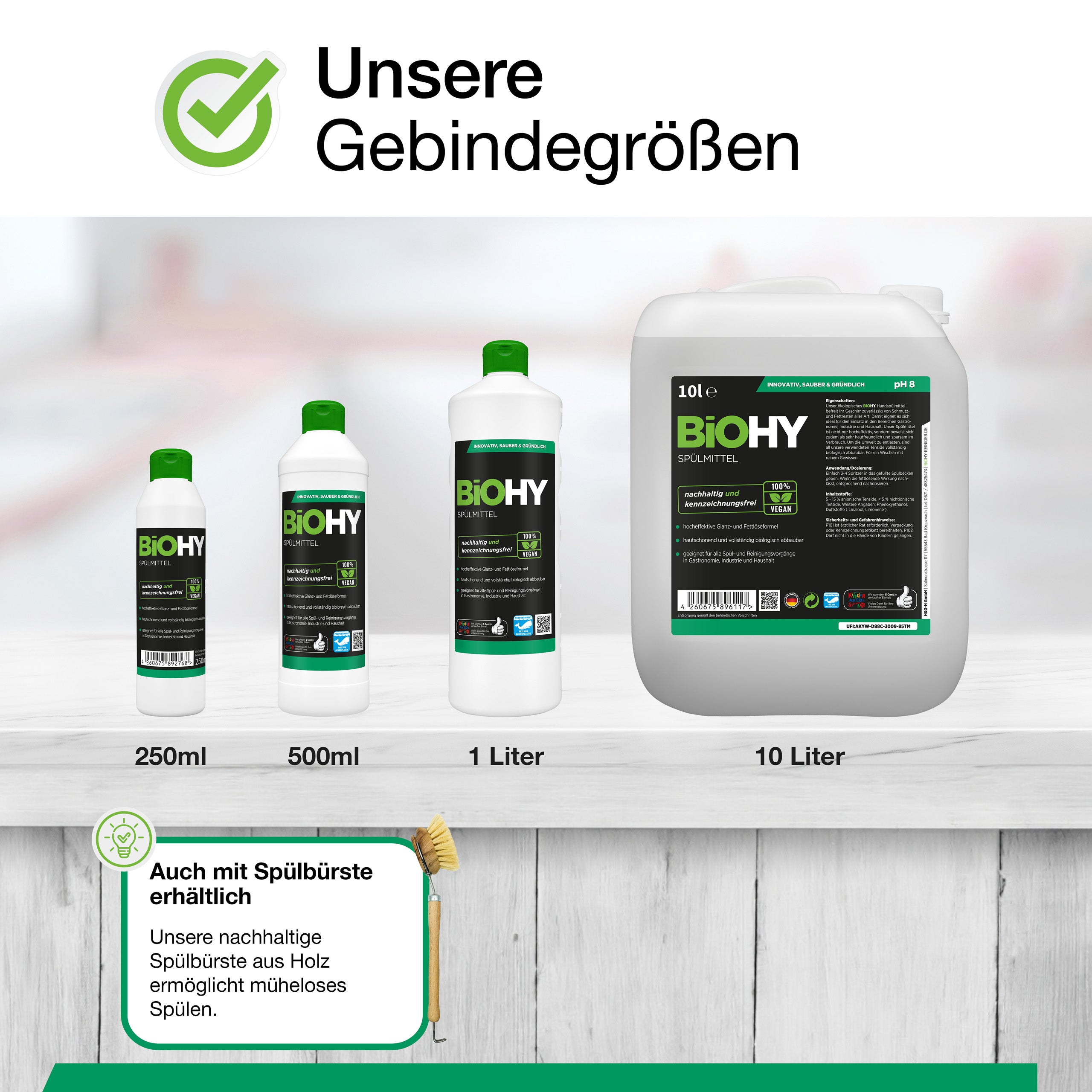 BiOHY washing-up liquid, dishwashing liquid, hand washing-up liquid, dishwashing detergent, B2B