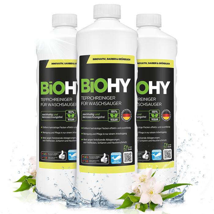 BiOHY Nettoyeur de tapis pour aspirateur-laveur, shampooing pour tapis, nettoyeur de textiles, nettoyeur vapeur pour tapis