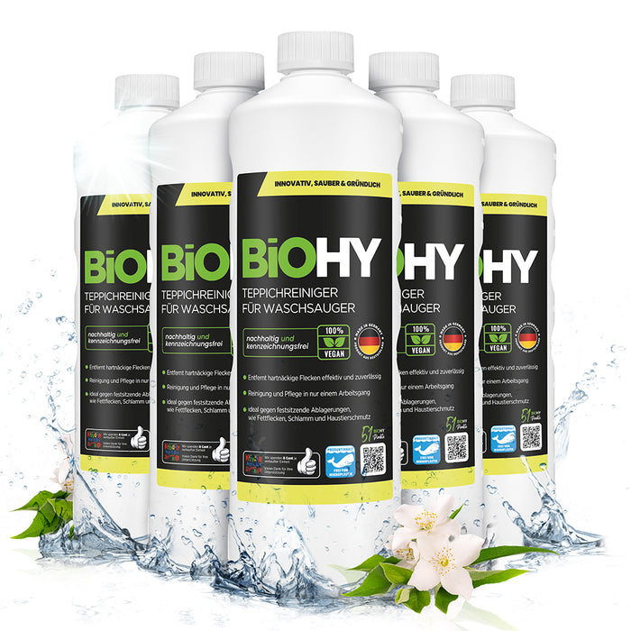BiOHY Nettoyeur de tapis pour aspirateur-laveur, shampooing pour tapis, nettoyeur de textiles, nettoyeur vapeur pour tapis