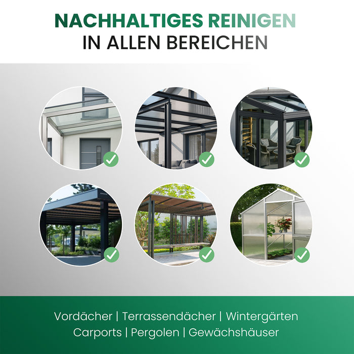 BiOHY Vordach- und Terrassendachreiniger – umweltfreundlich, vegan & Made in Germany (Anwendung)