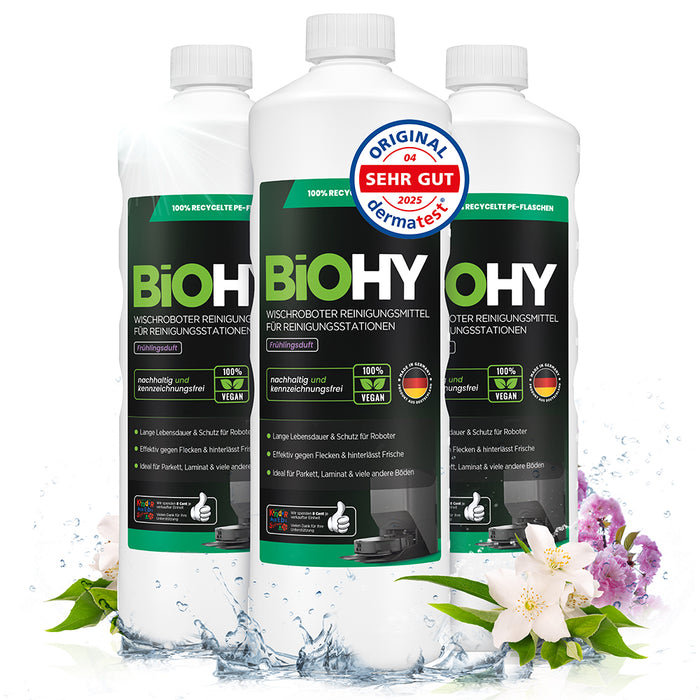 BiOHY Mopping robot cleaning agent for cleaning stations, cleaner for mopping robots, non-mudding floor cleaner, organic concentrate