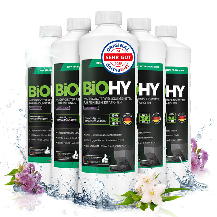 BiOHY Mopping robot cleaning agent for cleaning stations, cleaner for mopping robots, non-mudding floor cleaner, organic concentrate