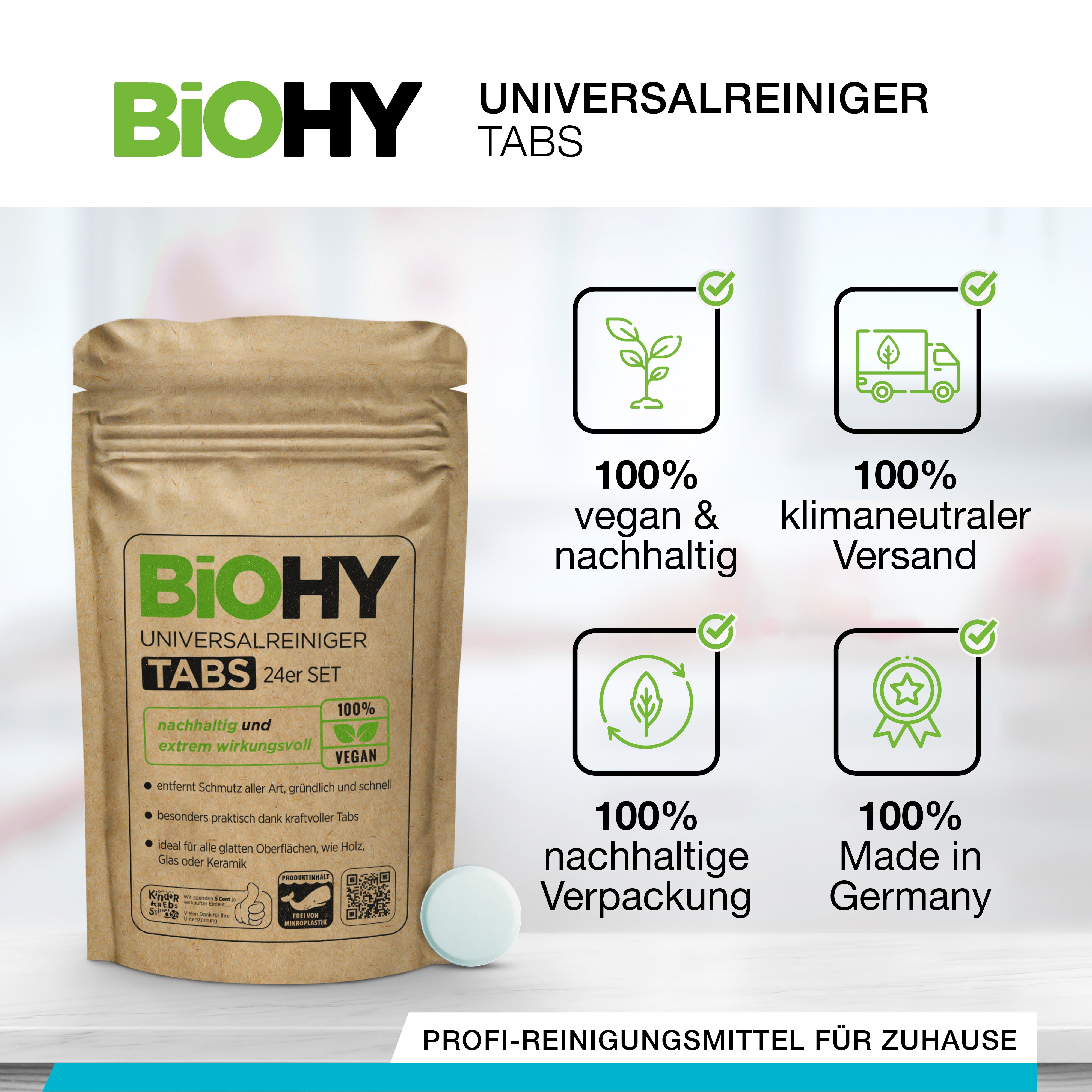 BIOHY Nettoyant universel en pastilles, Nettoyant en pastilles, Nettoyant multi-usages en pastilles