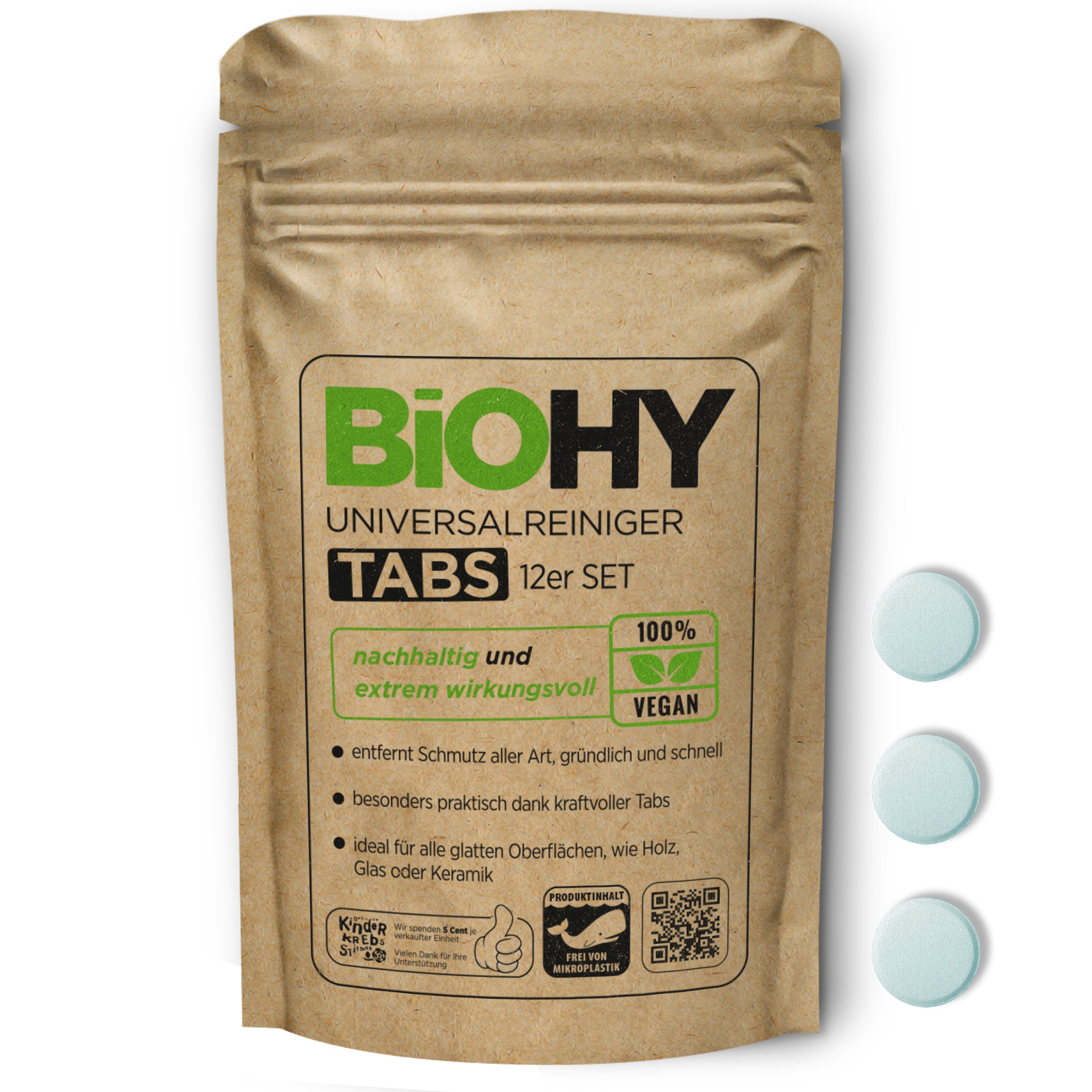 BIOHY Nettoyant universel en pastilles, Nettoyant en pastilles, Nettoyant multi-usages en pastilles