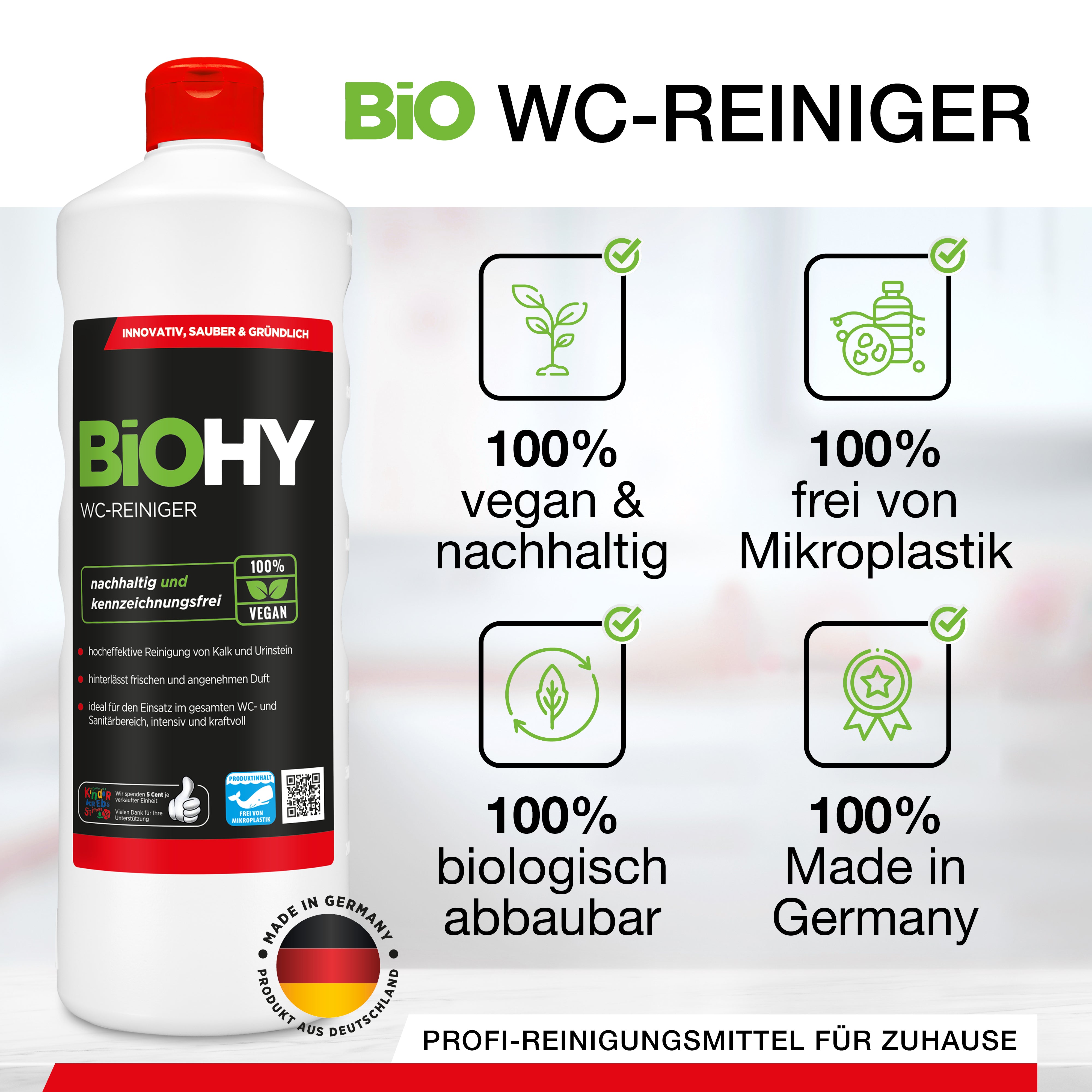 BiOHY nettoyant pour WC, nettoyant pour toilettes, nettoyant pour toilettes, rafraîchissant pour WC