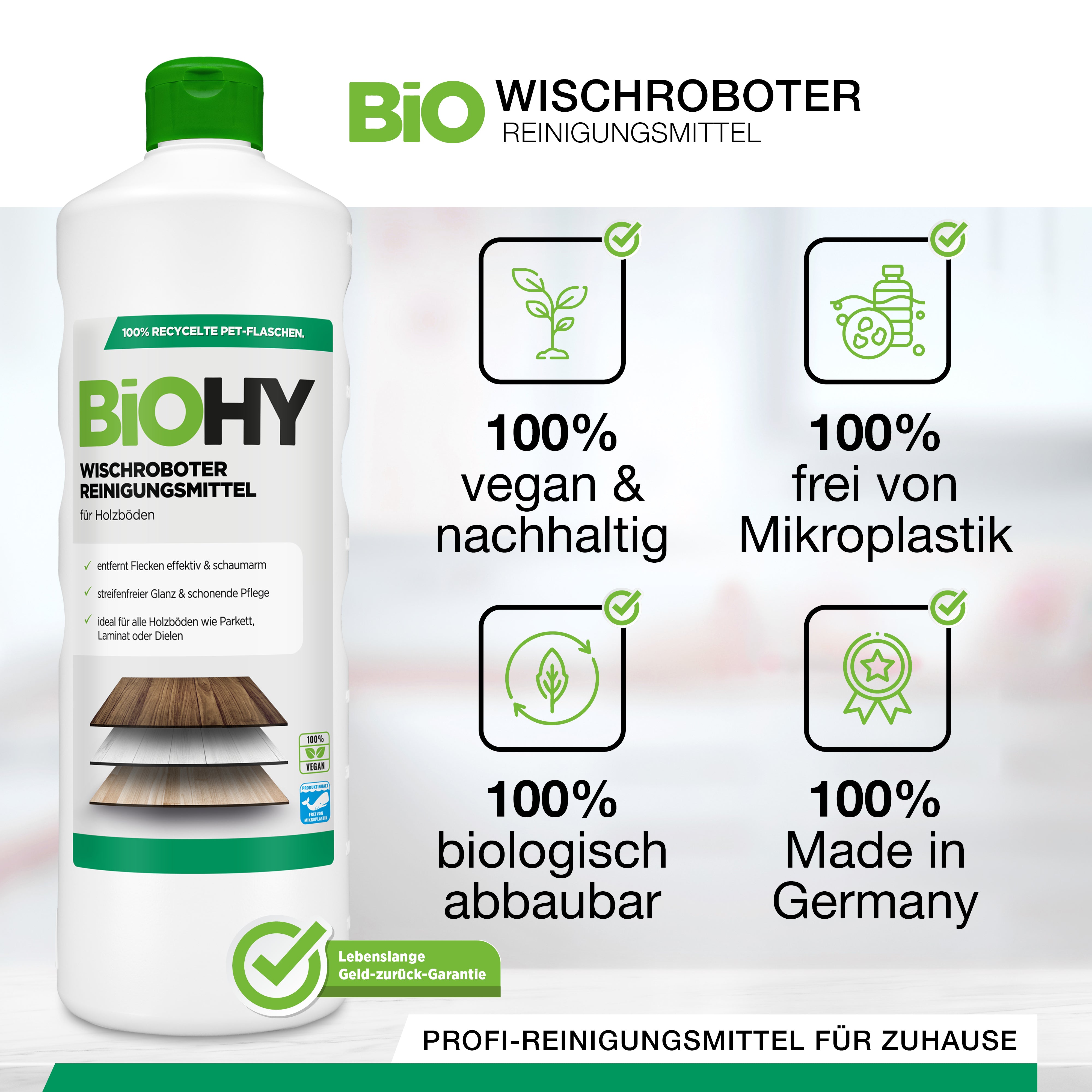 BiOHY Nettoyant pour robot d'essuyage, Nettoyant pour robot d'essuyage, Nettoyant pour sol non polluant, Bio concentré